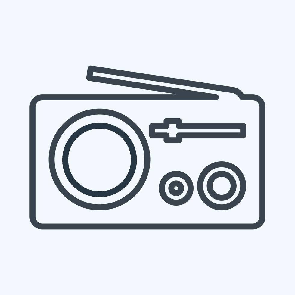 icono de radio: estilo de línea, ilustración simple, trazo editable vector