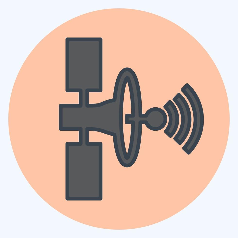 Icon Satellite - Flat Style,Simple illustration,Editable stroke vector