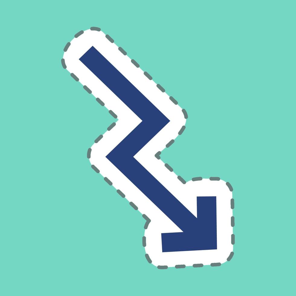 Sticker Trending Down - Line Cut - Simple illustration,Editable stroke vector