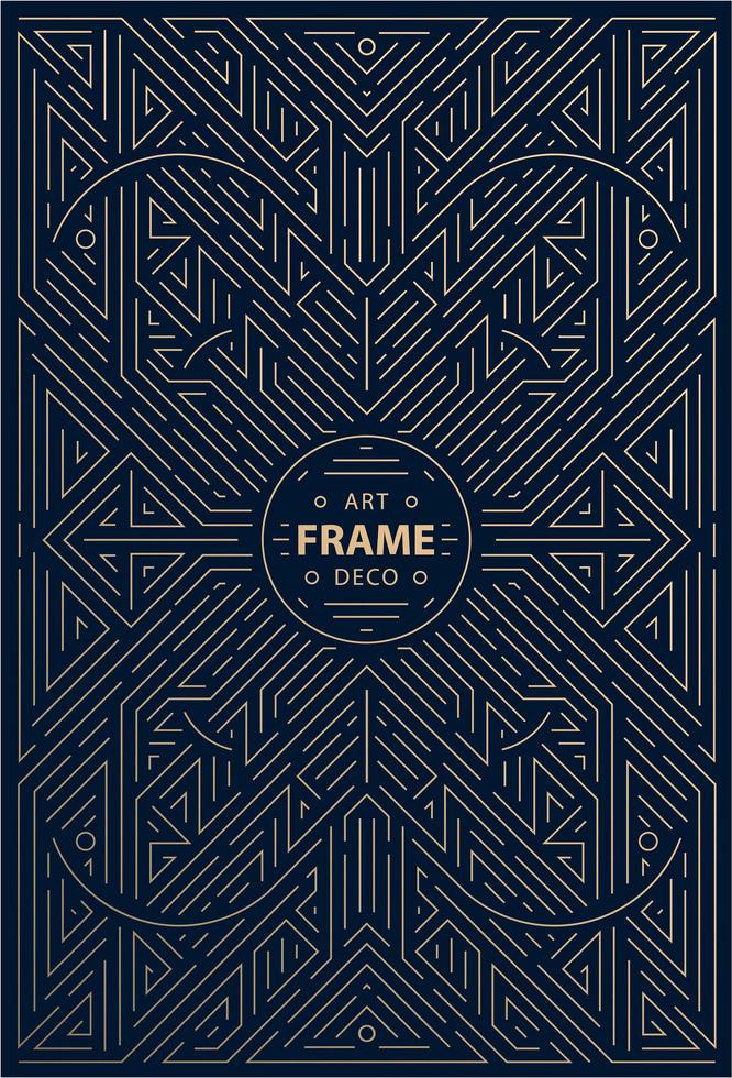 Vector abstract geometric art deco frame, border, background. Linear trendy style. Monogram art deco design elements in trendy vintage and mono line style with space for text.