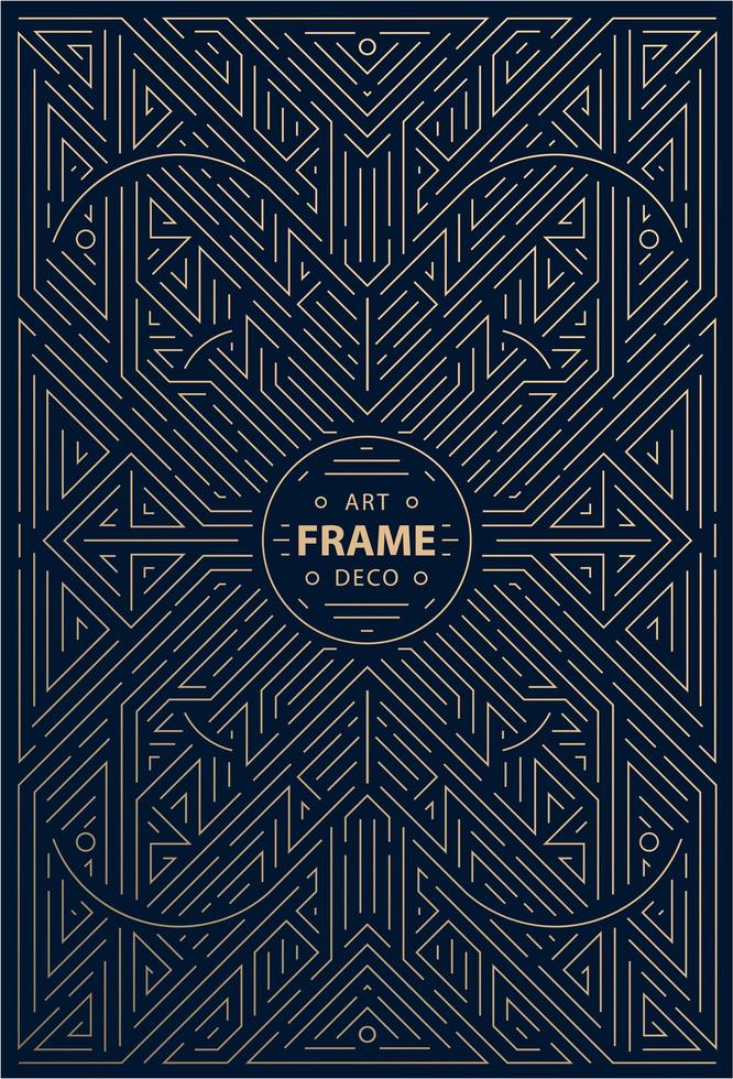 Vector abstract geometric art deco frame, border, background. Linear trendy style. Monogram art deco design elements in trendy vintage and mono line style with space for text.