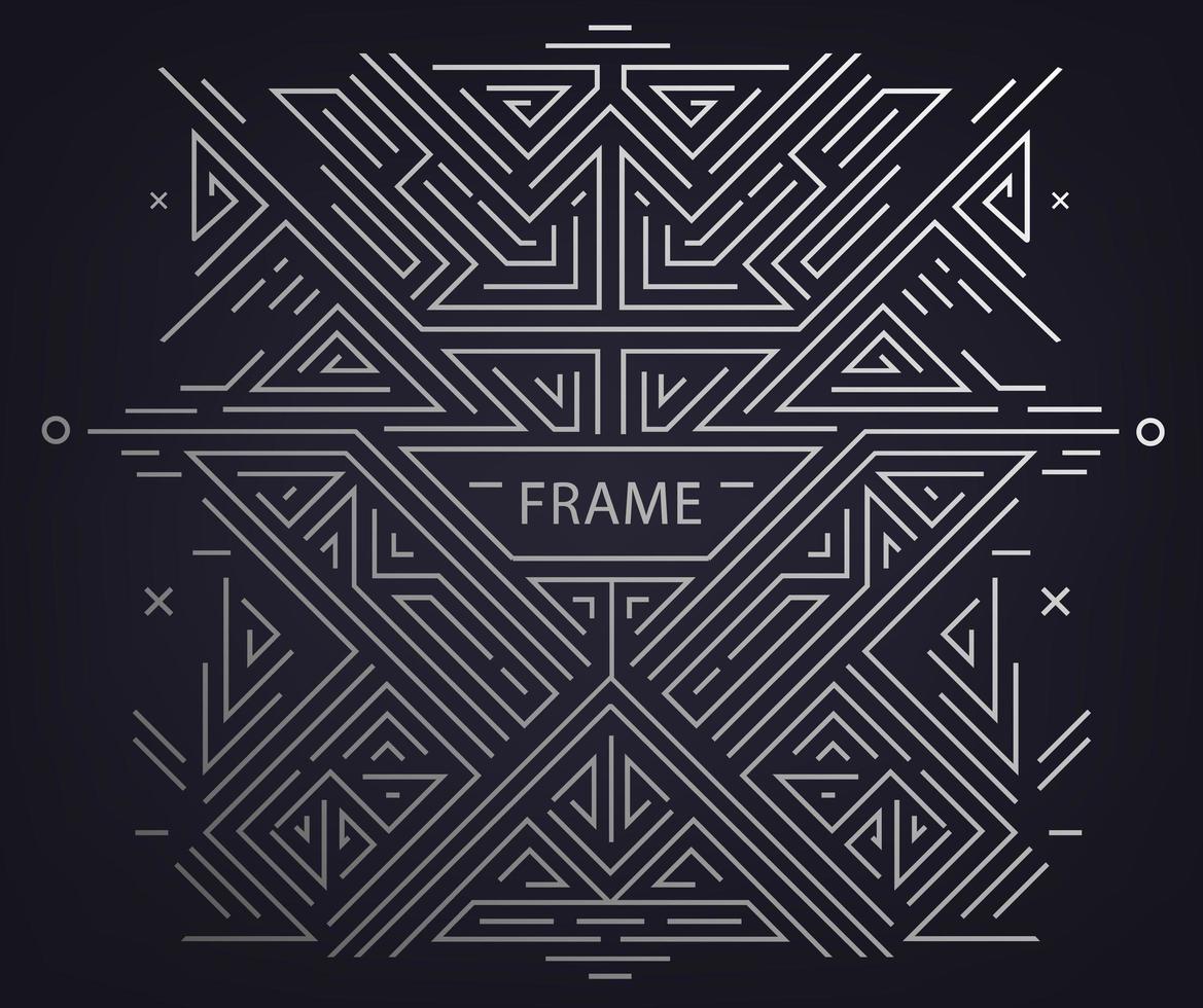 Vector abstract geometric art deco frame, border, background. Linear trendy style. Monogram art deco design elements in trendy vintage and mono line style