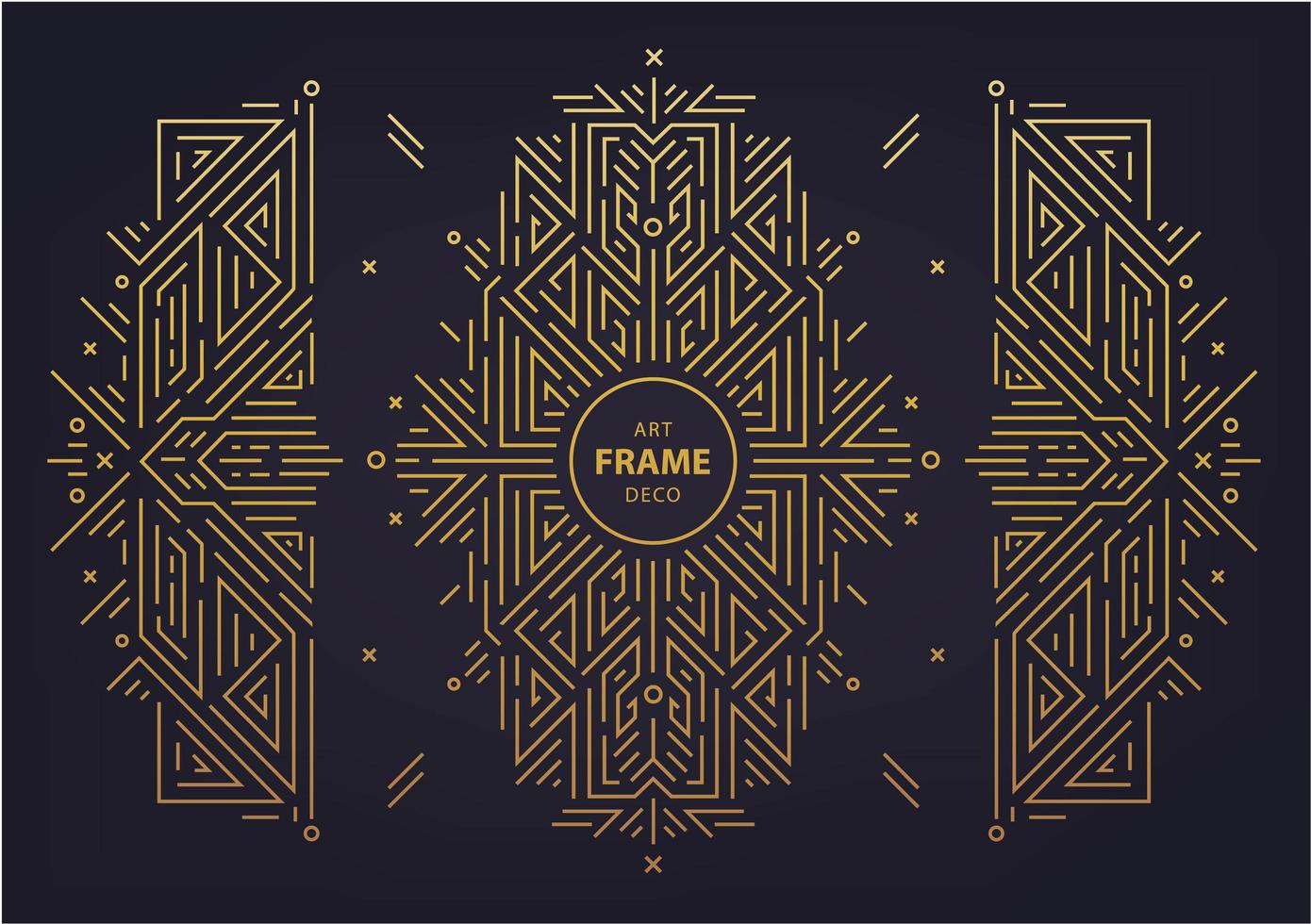 Set of vector Art deco golden borders, frame. Creative templates in style of 1920s. Trendy cover, graphic poster, gatsby brochure, design, packaging and branding. Geometric shapes, ornaments