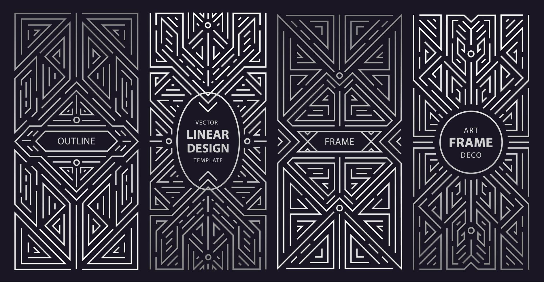 Vector set of abstract art deco banners, geometric background, retro vintage wedding invitations, packag design templates
