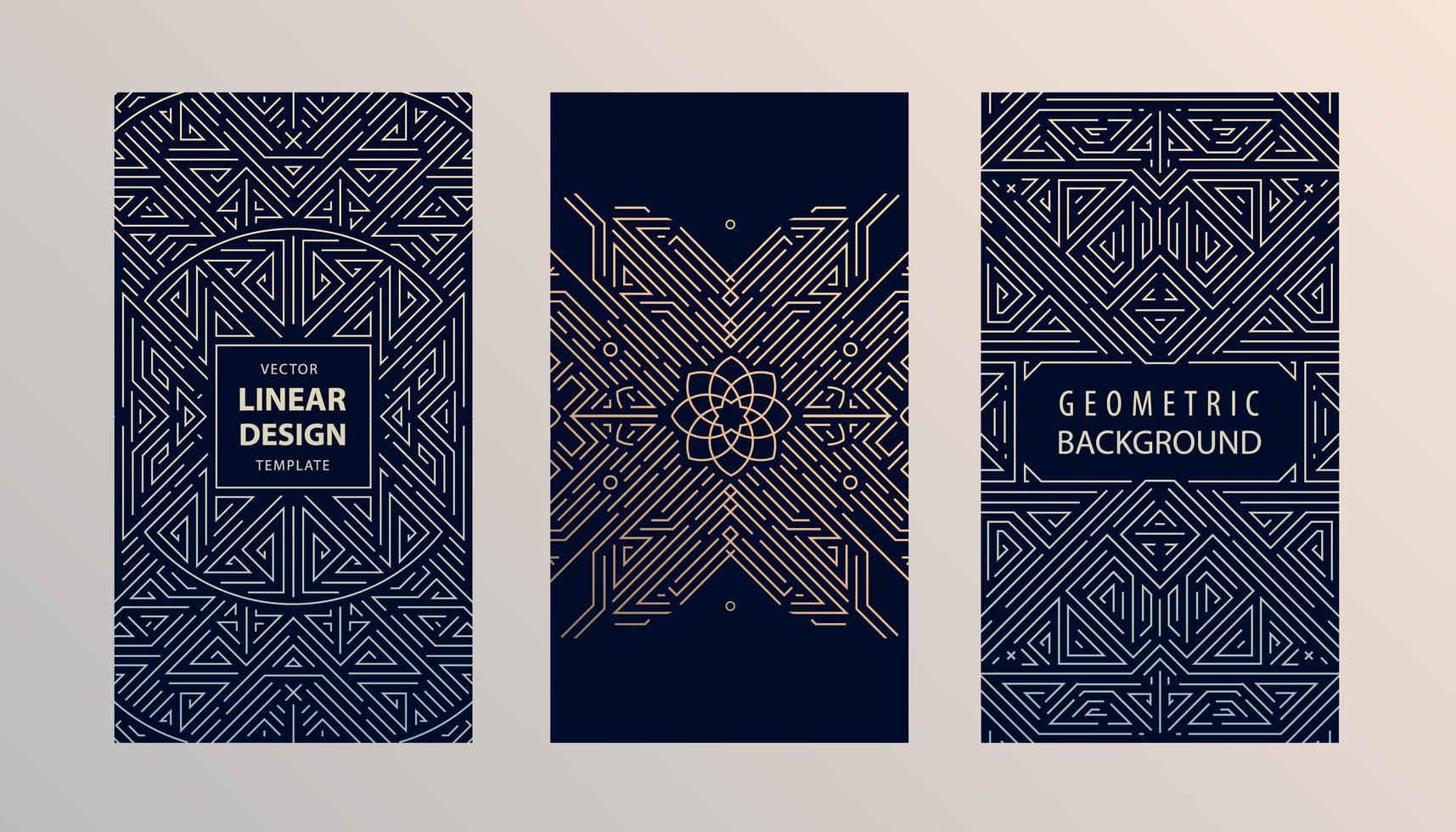 Vector set of monogram design in trendy vintage and mono line style with space for text - abstract geometric frames, luxury packaging templates. Use for ad, poster, card, cover, stories