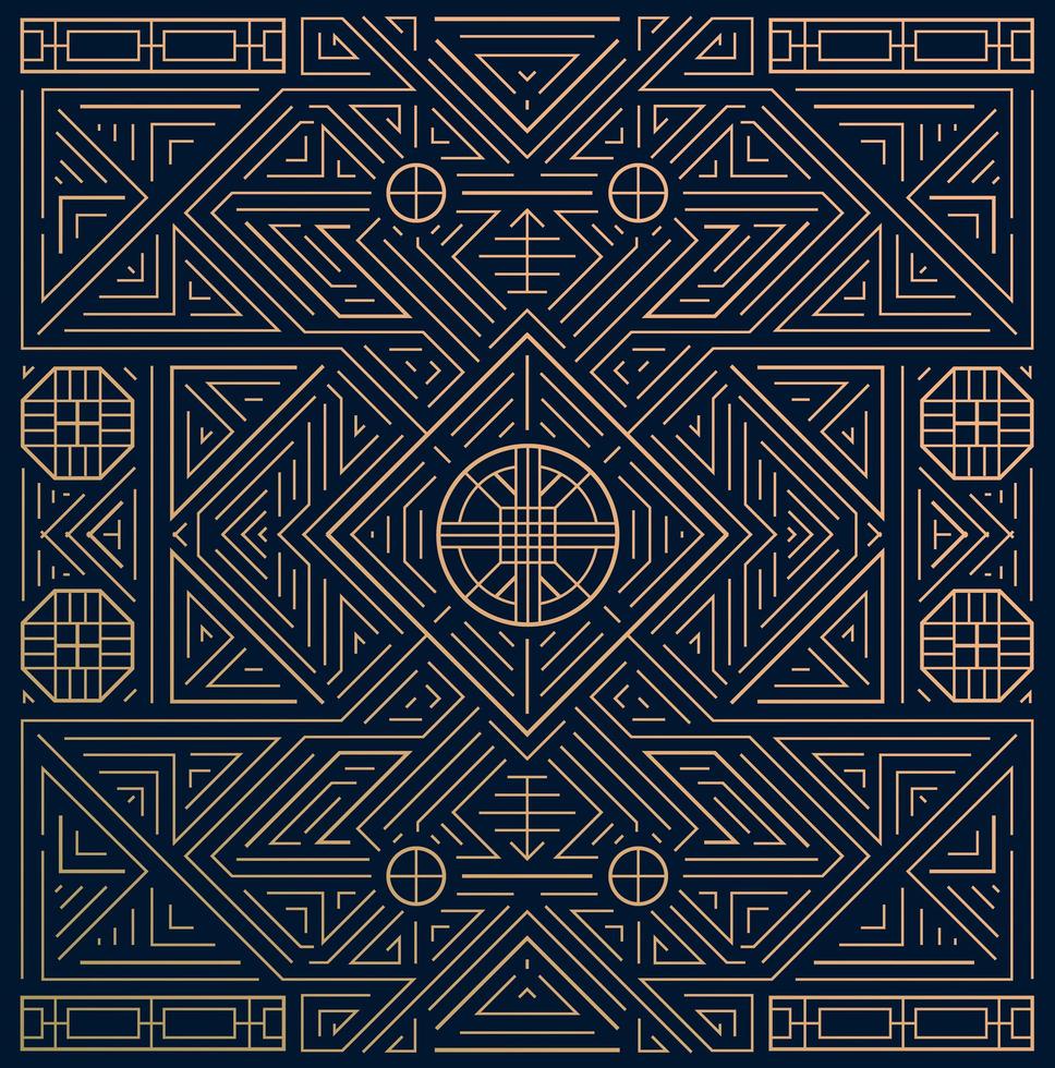 Vector linear Korean, Chinese decoration frame, square background, pattern, ornament. Traditional asian decoration banner