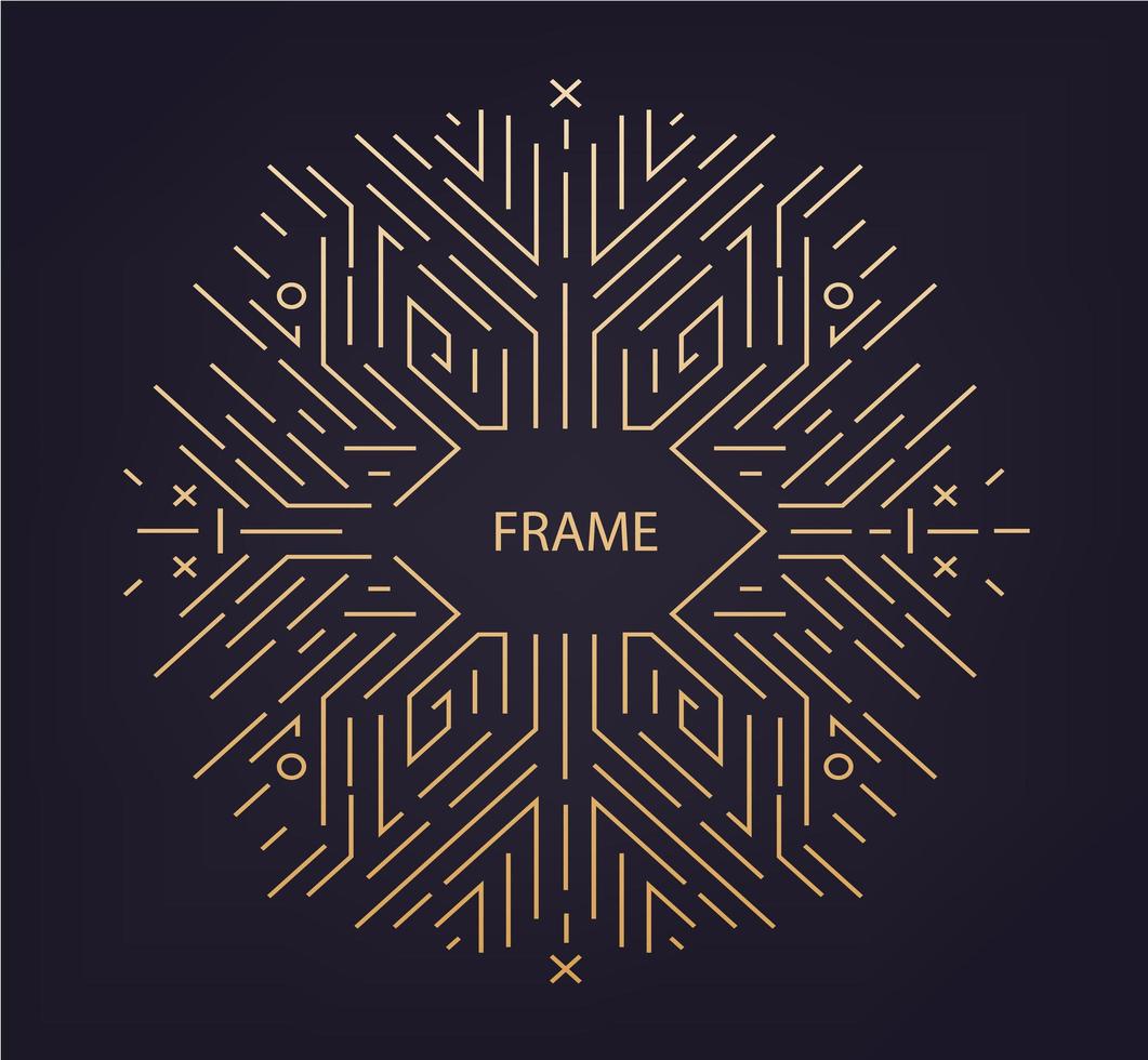 Vector abstract linear geometric background, retro frame, design template. Decorative border for greeting card, packaging, invitation in ornamental style