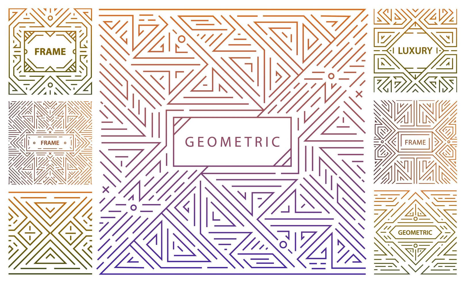 Vector set of abstract geometric design elements, Luxury Vintage Artdeco decorations, covers, frames. Linear style monogram geometric banners
