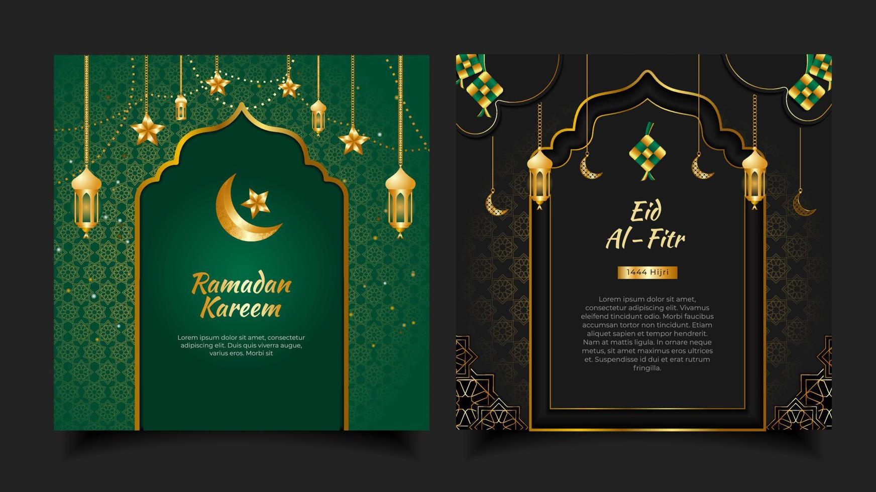 Ramadan kareem vector greeting card. eid mubarak, eid al fitr