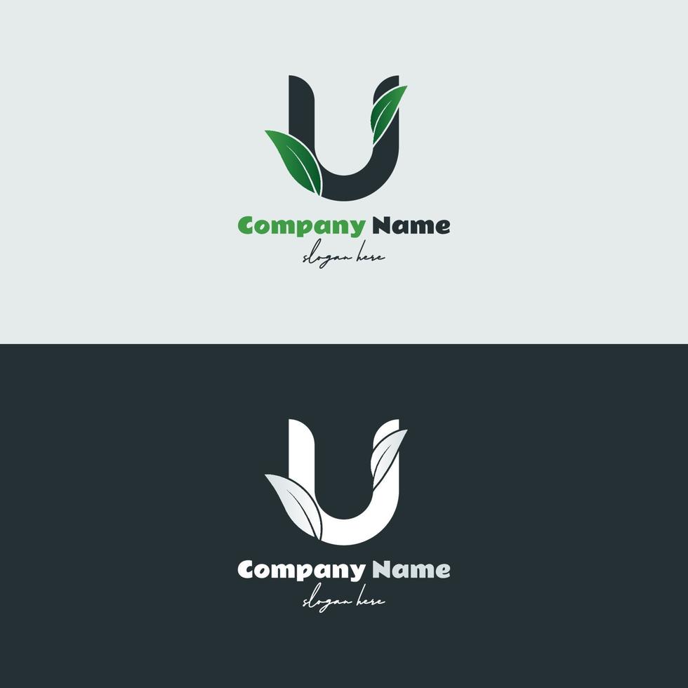 Natural U Letter Logo With Leaf Shape vector
