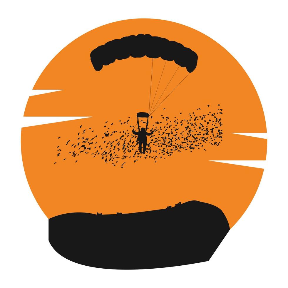 Parachuting at Dawn Silhouette vector
