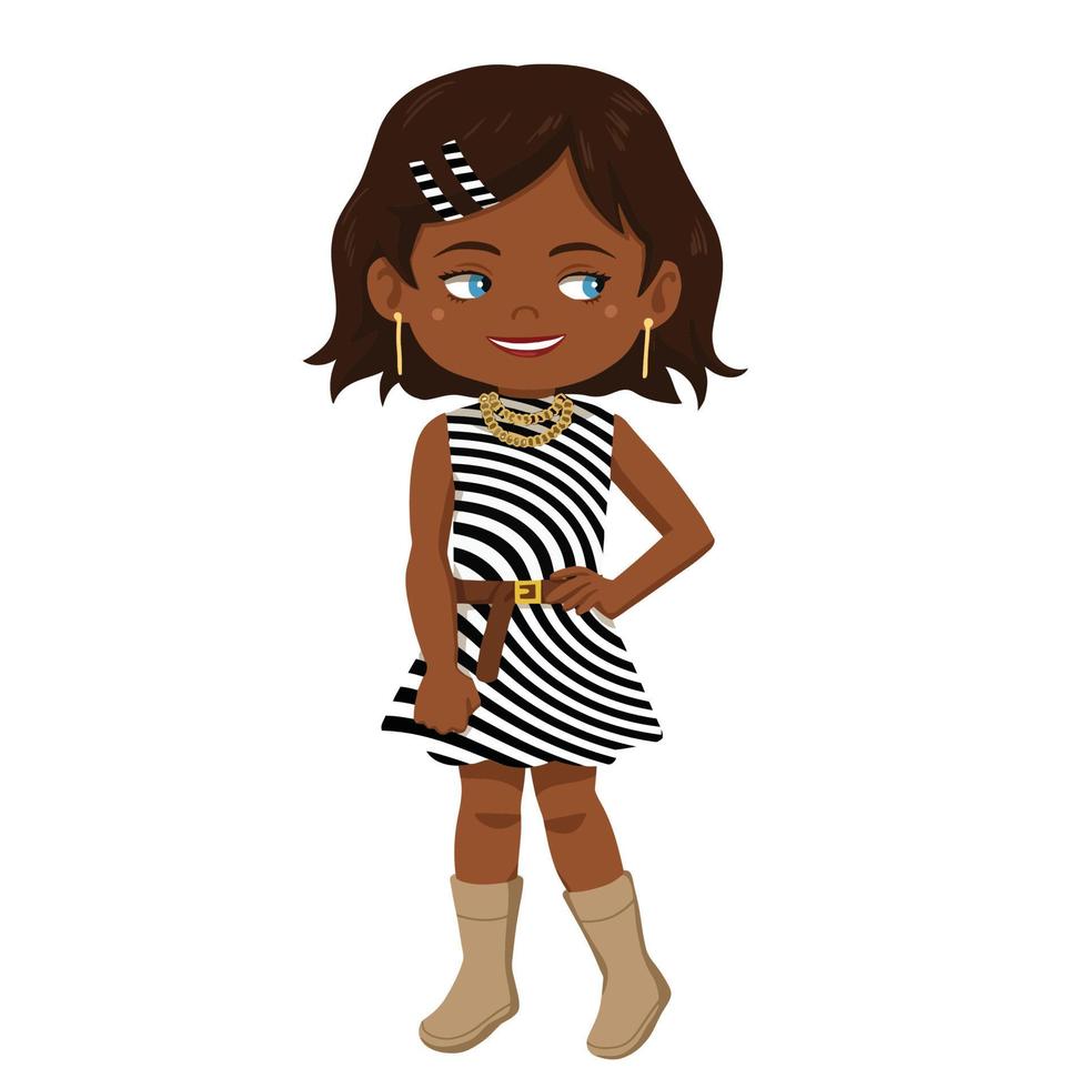 Stylish African American Girl Posing Nonchalantly ng vector