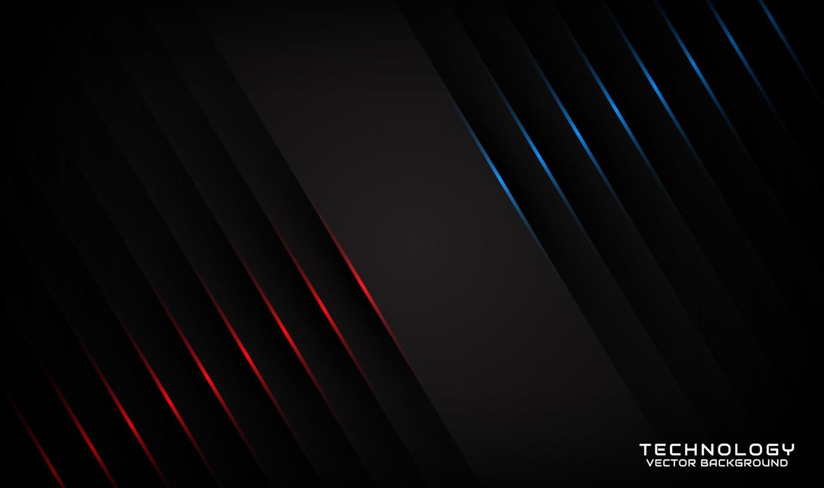 3D black technology abstract background, overlap layer on dark space with red blue light stripes effect decoration. Modern template element future style for flyer, cover, brochure, or landing page vector