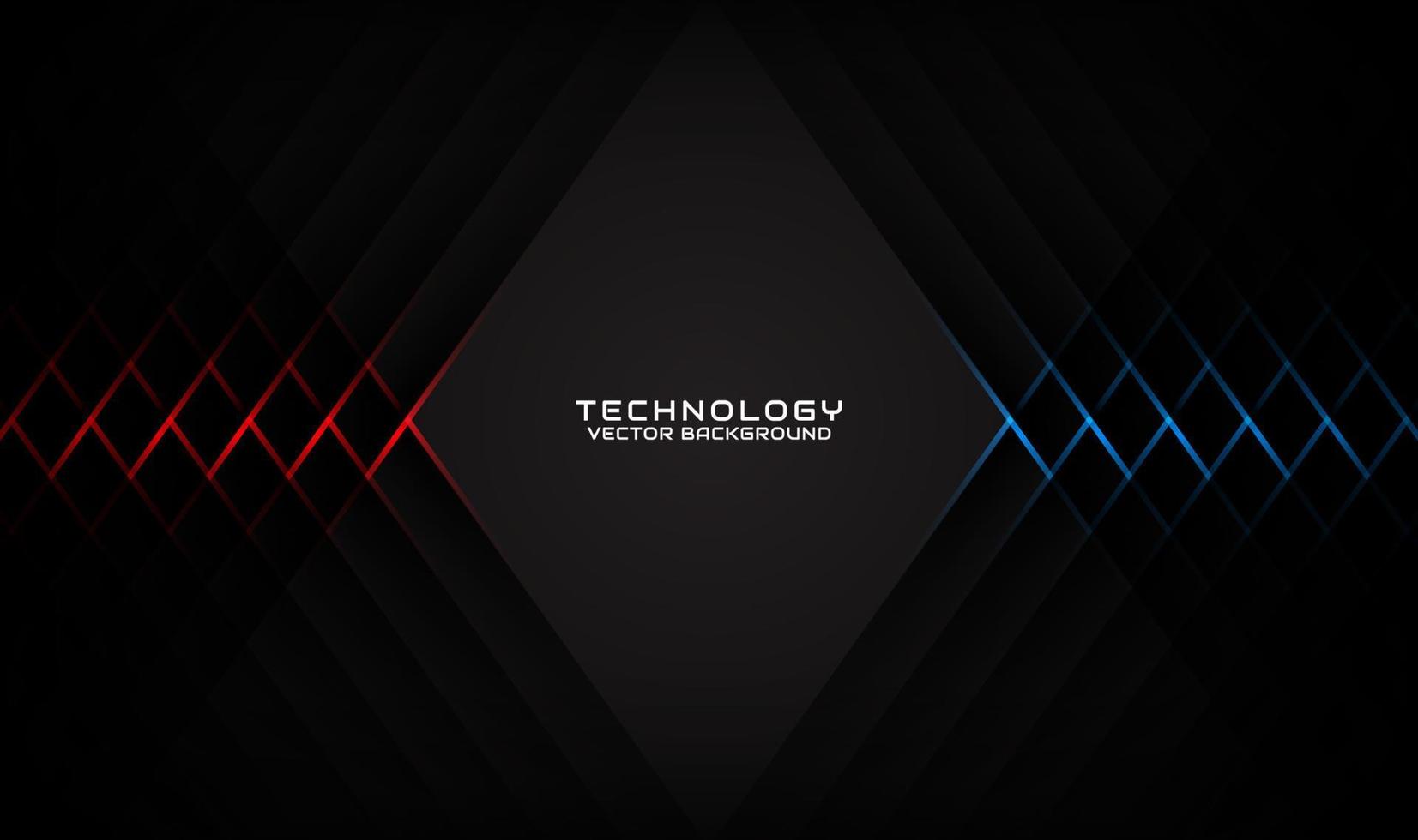 3D black technology abstract background, overlap layer on dark space with red blue light stripes effect decoration. Modern template element future style for flyer, cover, brochure, or landing page vector