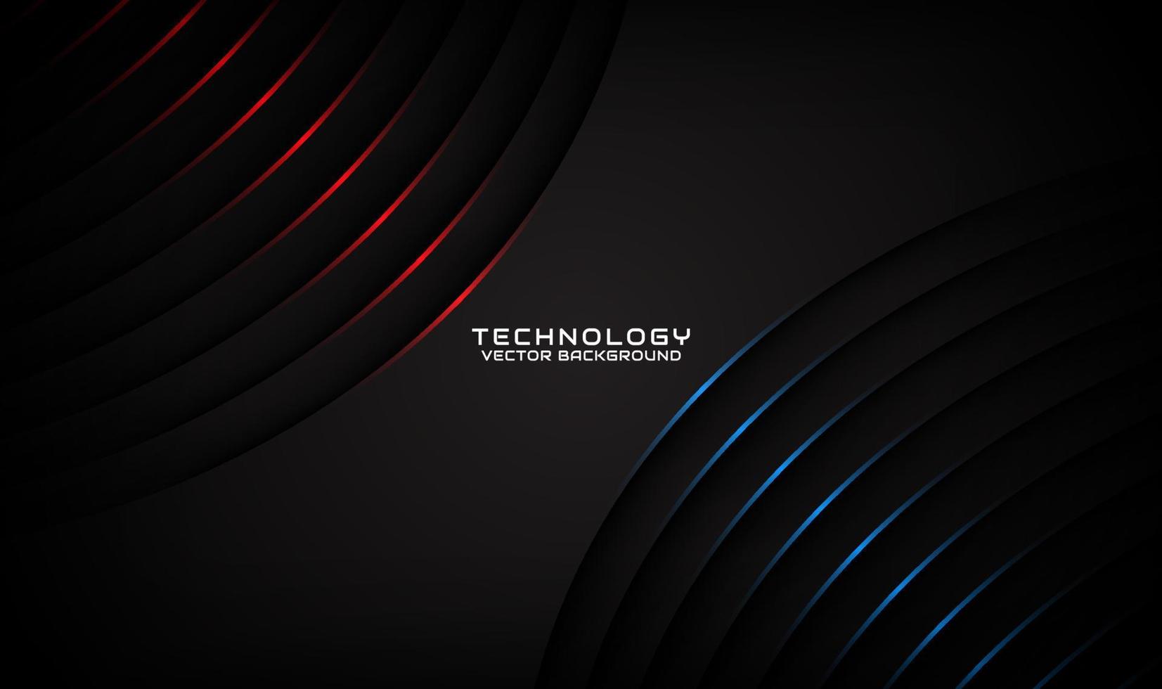 3D black technology abstract background, overlap layer on dark space with red blue light curve effect decoration. Modern template element future style for flyer, cover, brochure, or landing page vector