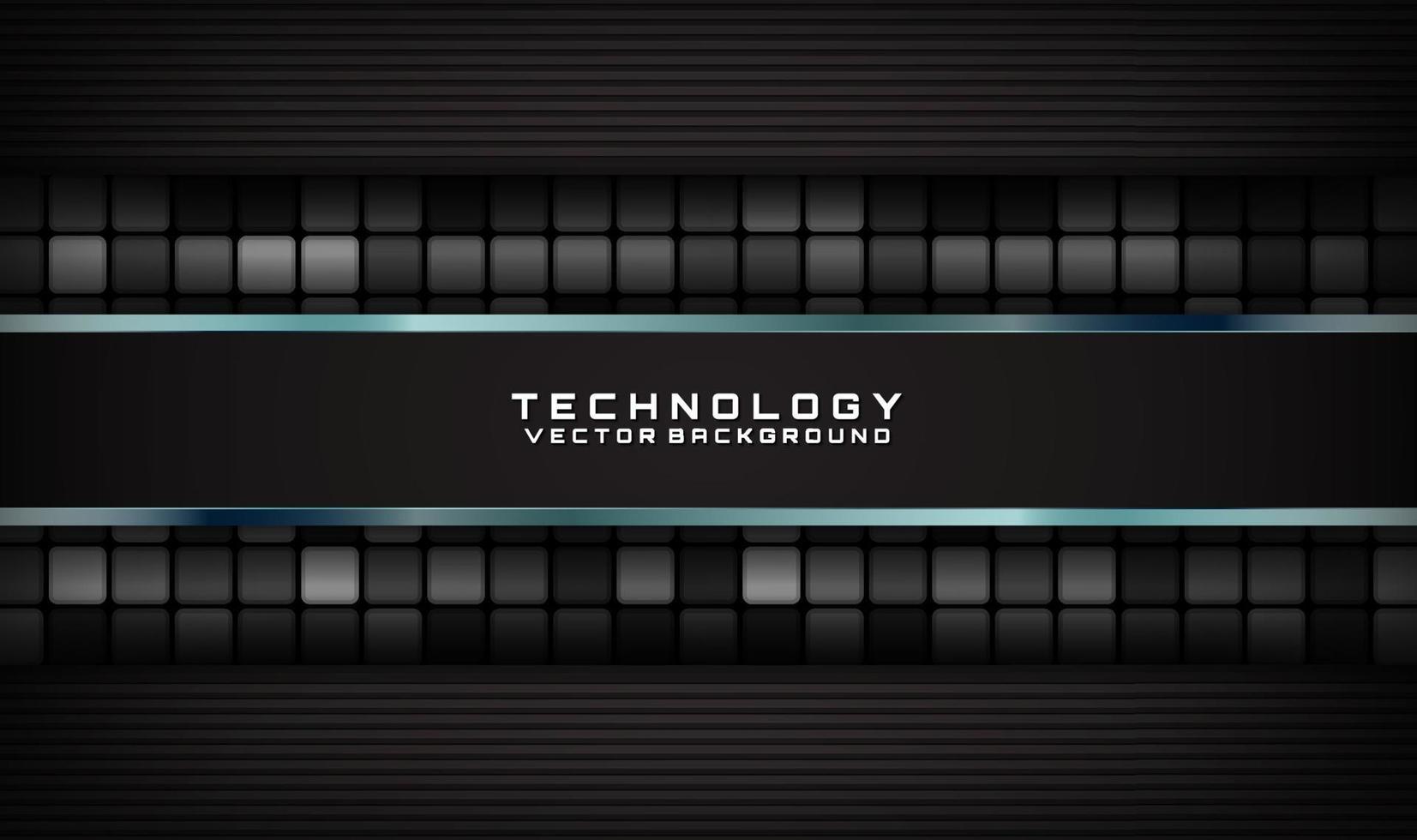 3D technology black abstract background overlap layer on dark space with random squares effect decoration. Modern template element future style for flyer, banner, cover, brochure, or landing page vector