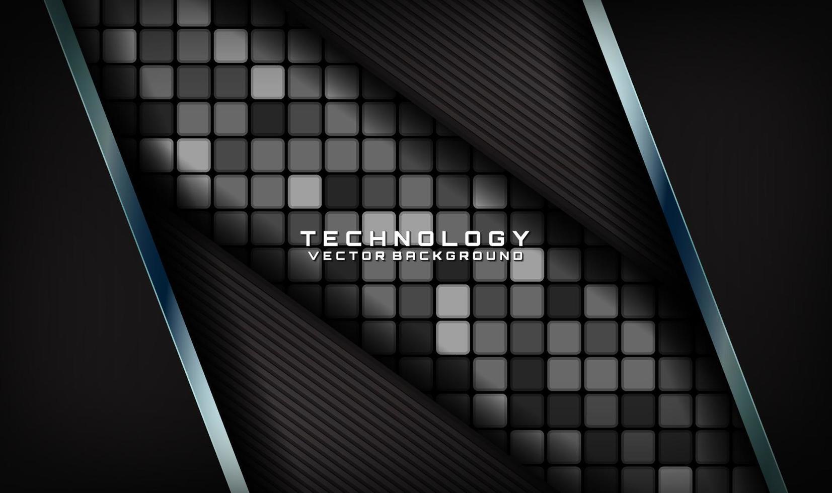 3D technology black abstract background overlap layer on dark space with random squares effect decoration. Modern template element future style for flyer, banner, cover, brochure, or landing page vector