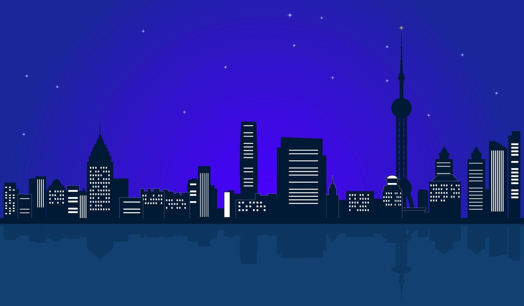cityscape under starry sky in the night vector