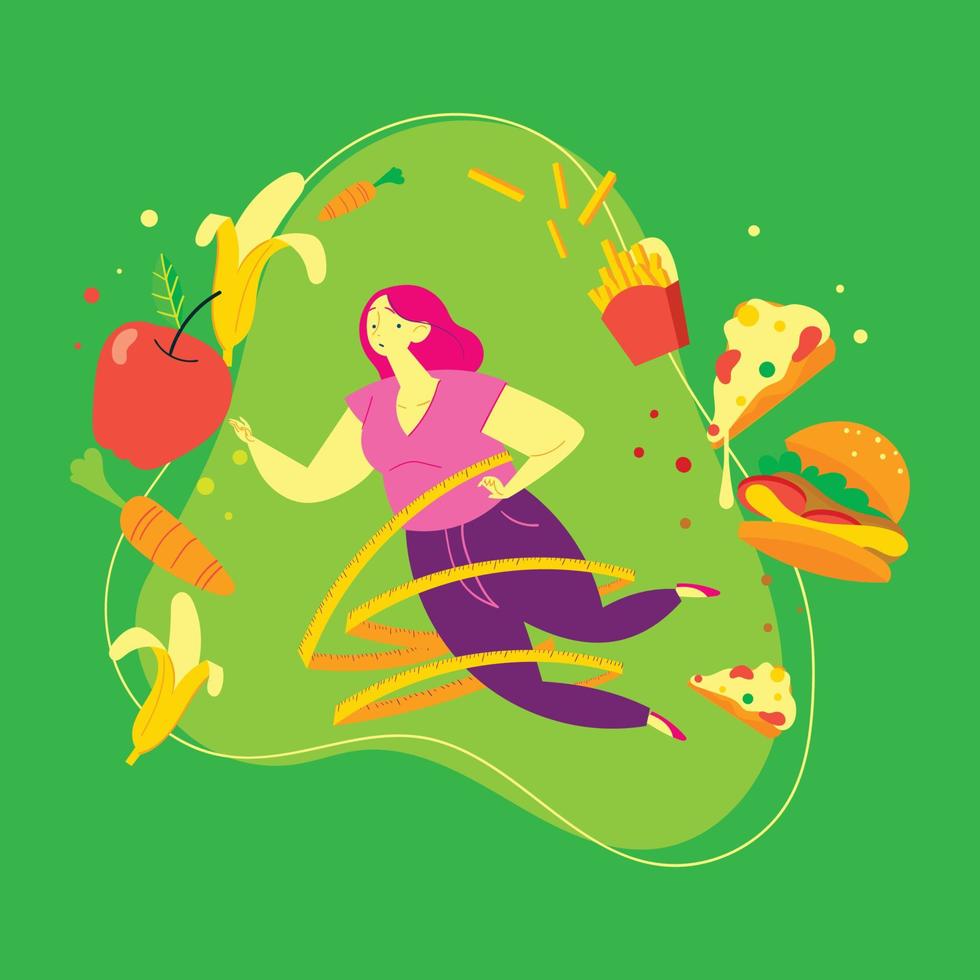 Woman and Her Diet Programs vector