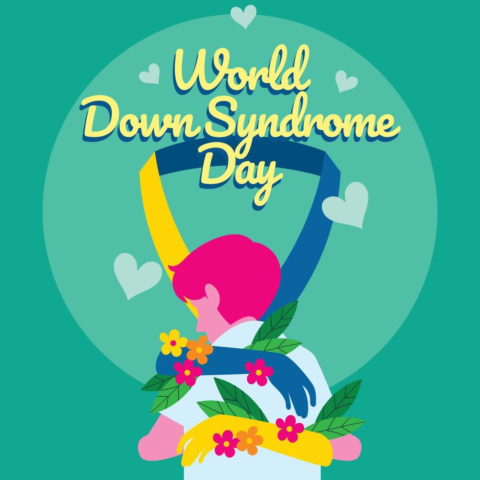 Love Hug in World Down Syndrome Day vector