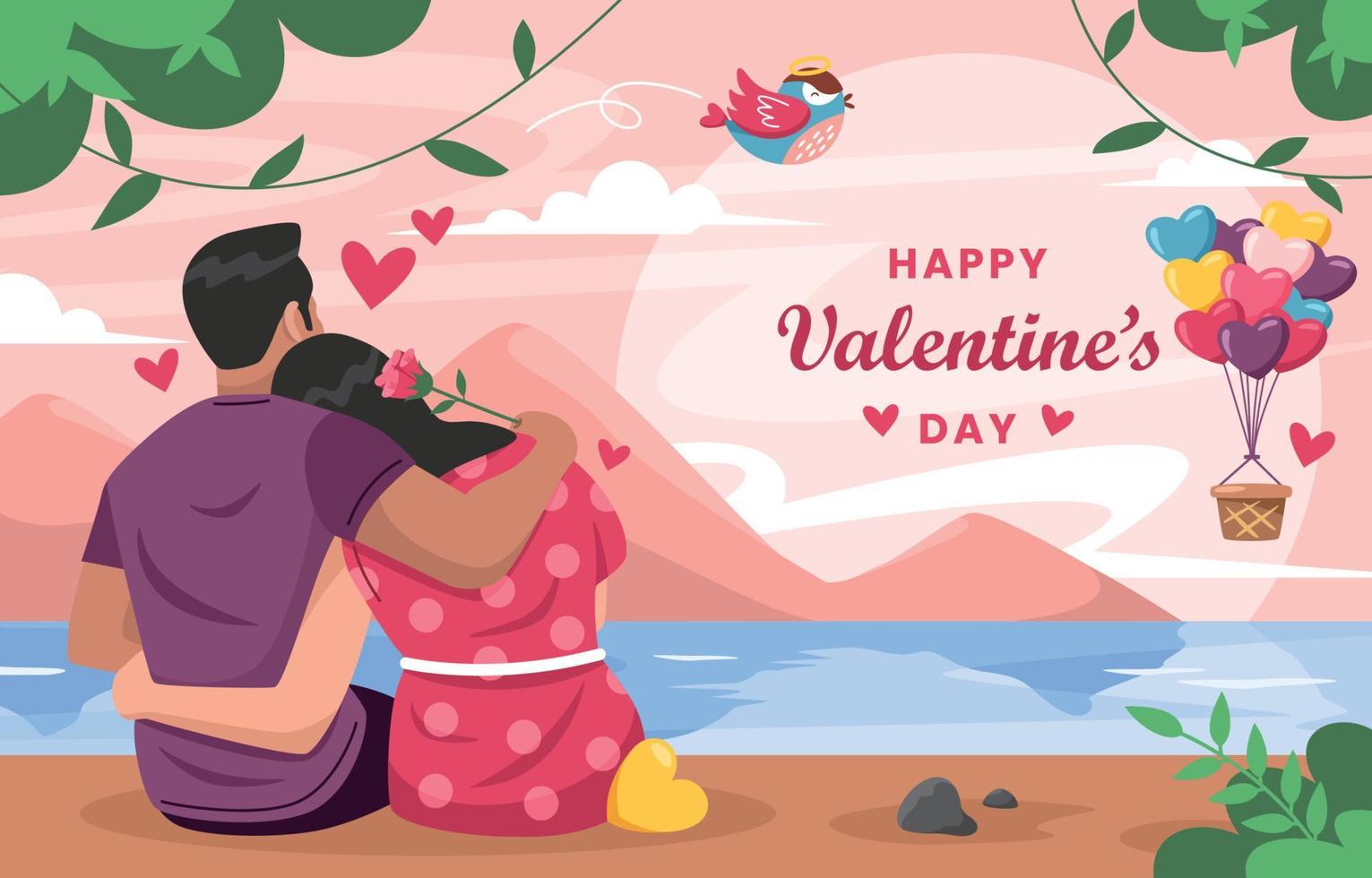 Romantic Couple Celebrating Valentine's Day vector