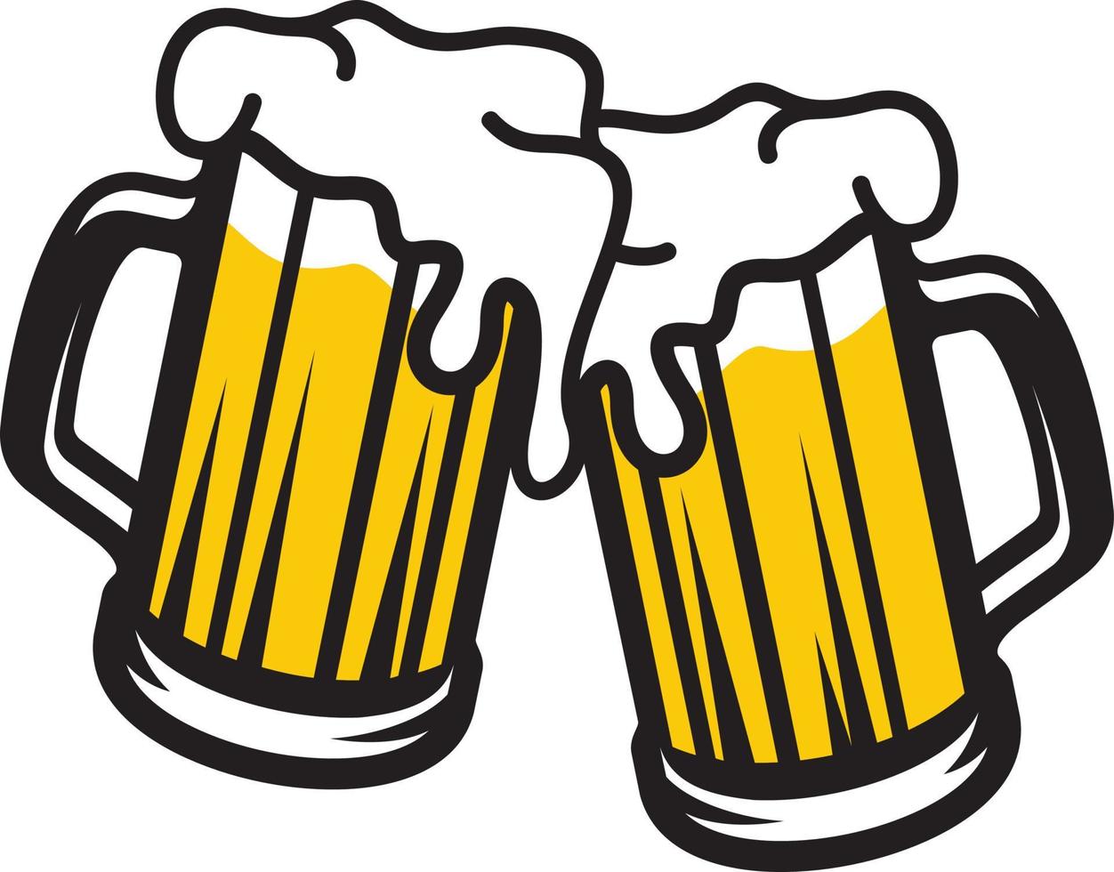 Vector illustration of the beer mugs toasting