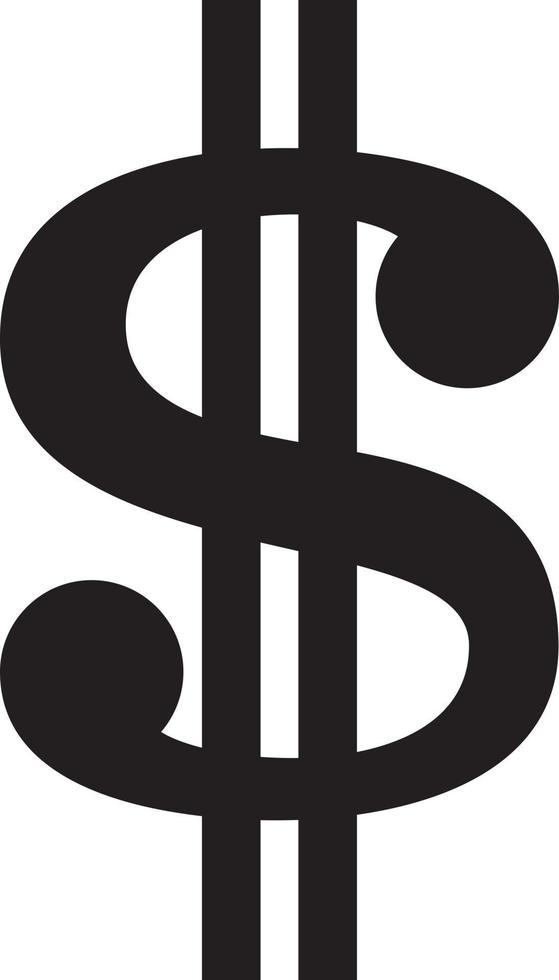 signo de dólar. icono simple negro vector