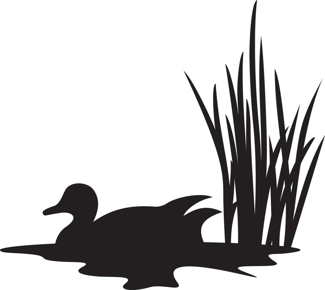 Duck in water silhouette vector