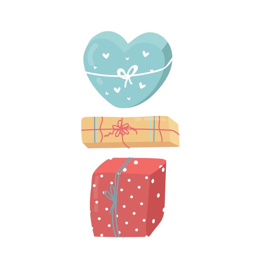 Vector set of different gift boxes. Flat design. Flat cartoon