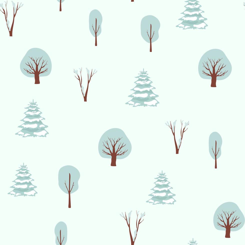 patrón de Navidad sin fisuras con el árbol. paisaje de bosque de invierno. dibujo a mano ilustración vectorial. Ilustración de dibujos animados plana. para textiles para niños, papel de regalo, papel tapiz, papel de regalo. vector