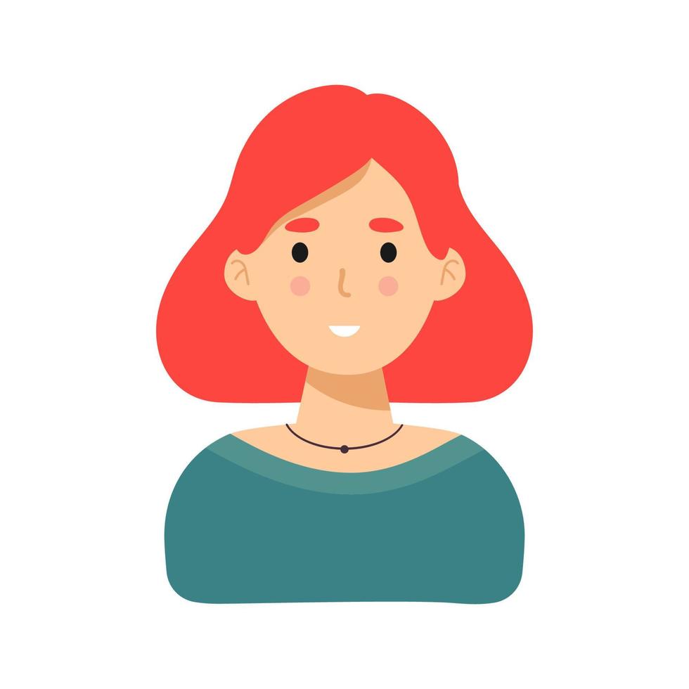 la niña sonríe. la mujer pelirroja. gerente de oficina, diseñador, emprendedor. ilustración vectorial. avatar plano vector