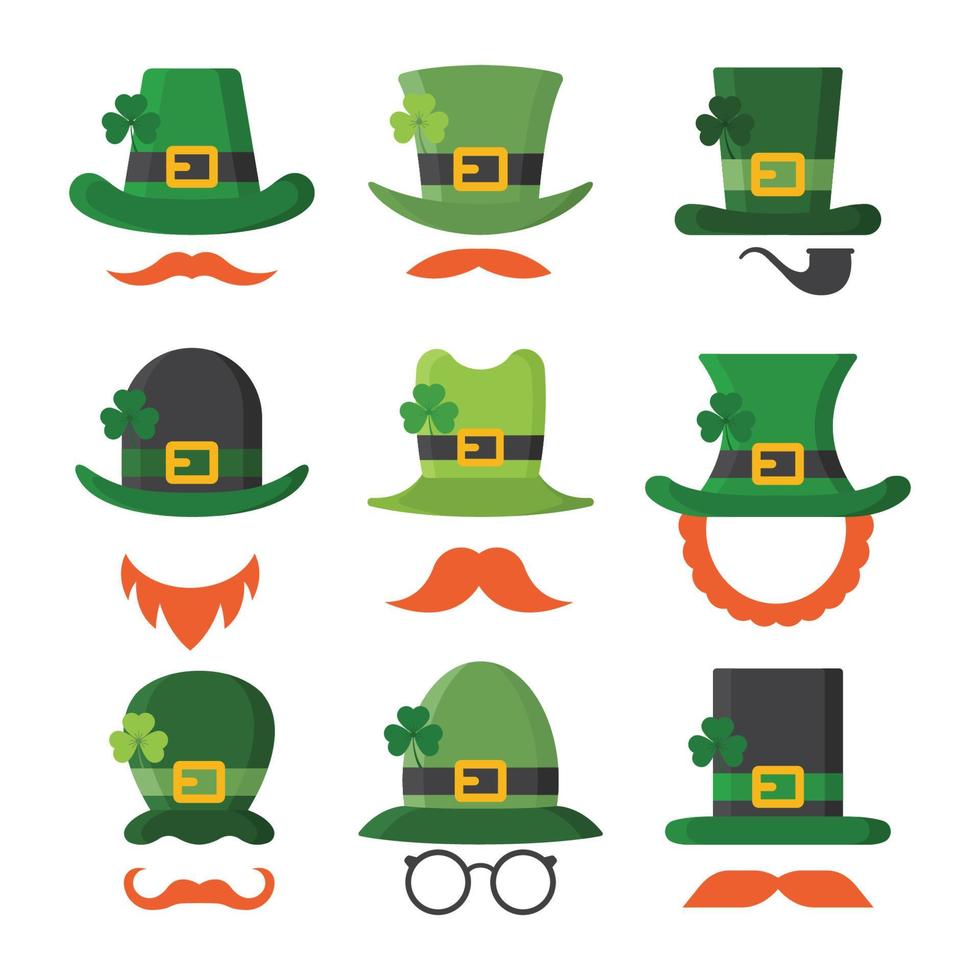 conjunto de iconos de sombrero del día de san patricio vector