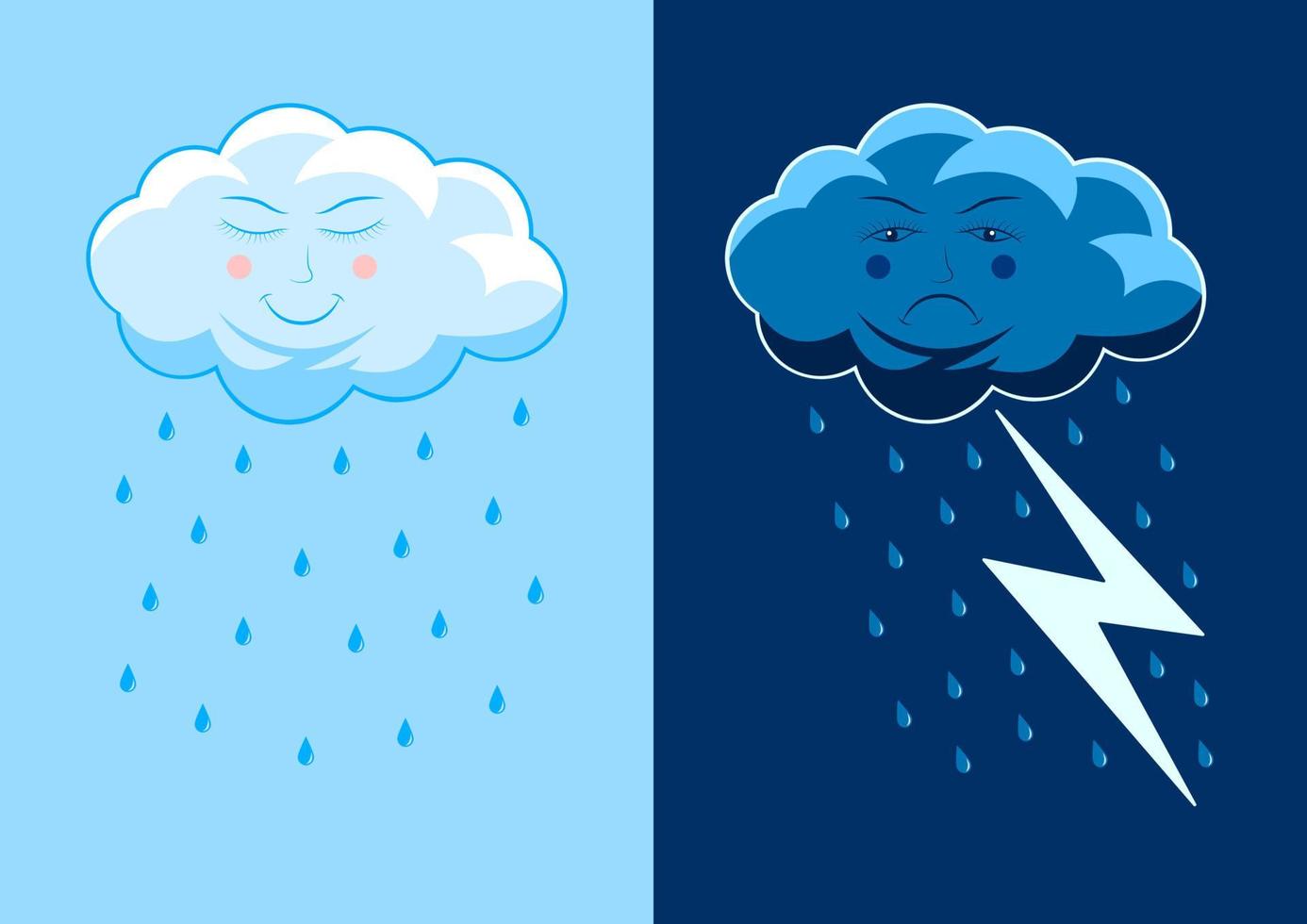 set cute clouds cartoon style vector