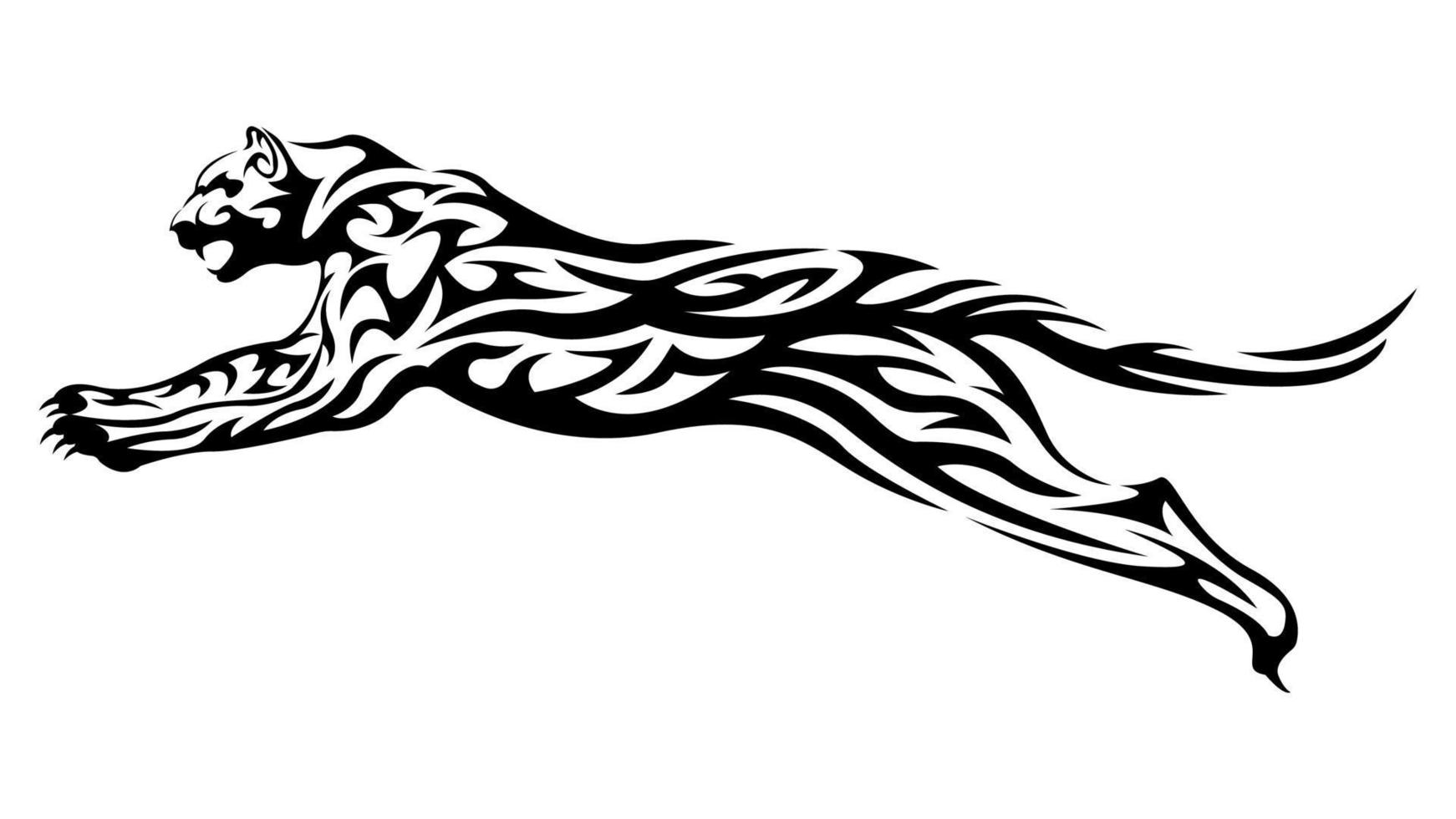 jaguar, guepardo, tatuaje, aislado vector