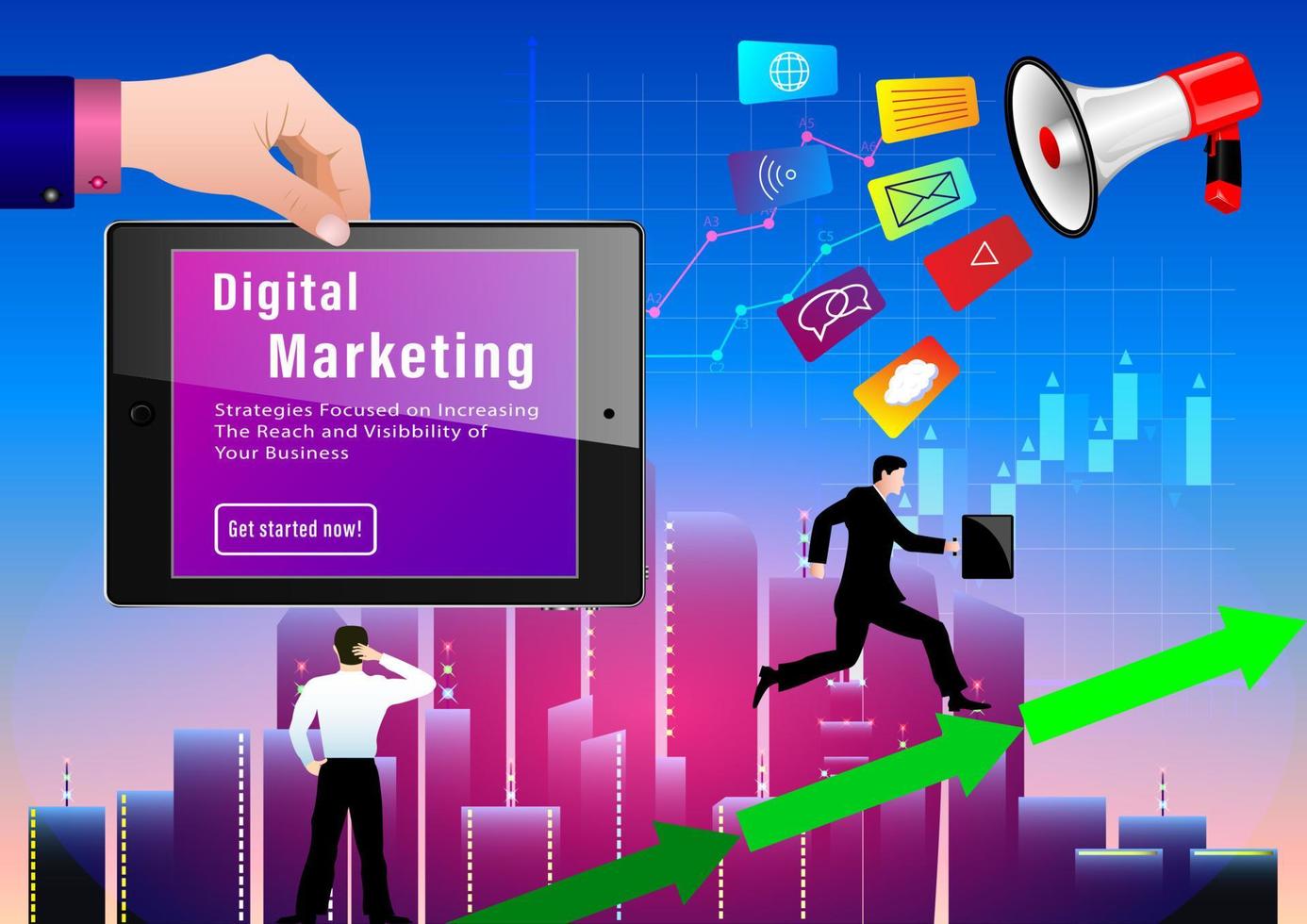 Digital Marketing web page background vector