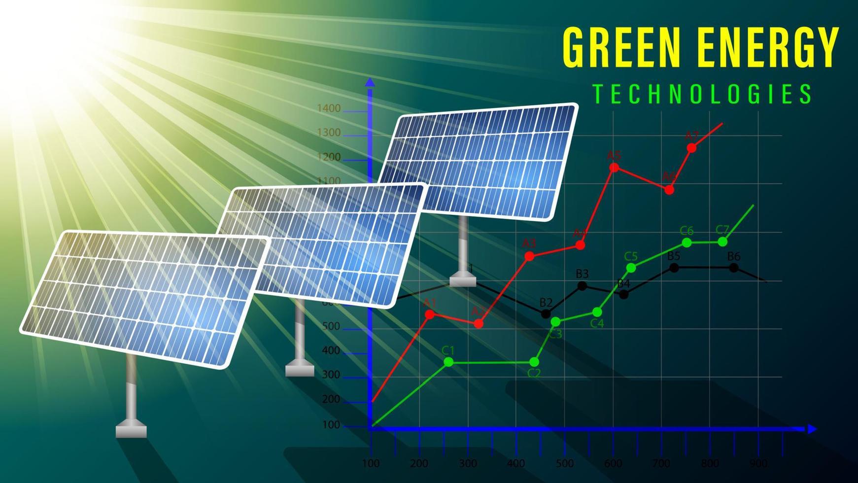 Green energy solar panel realistic background vector