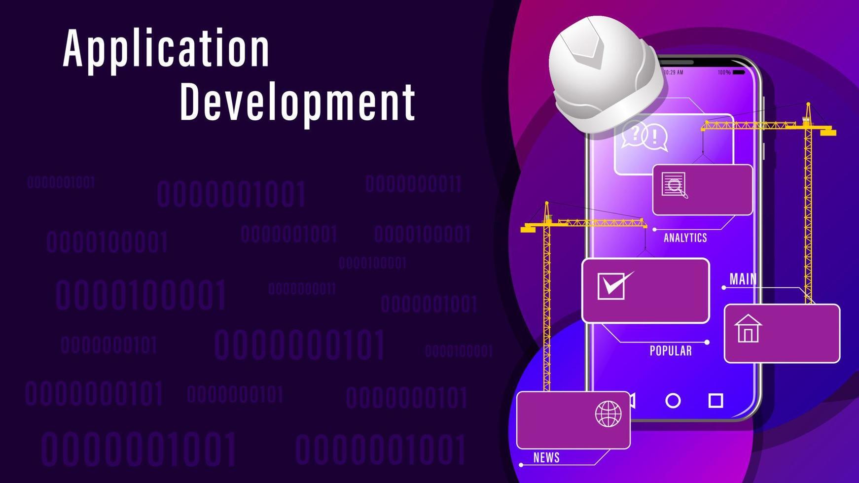 Mobile application development gradient background vector