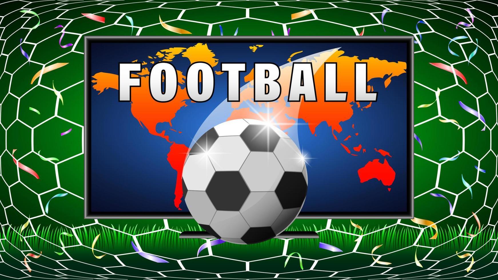 Football ball world map on TV background 4607888 Vector Art at Vecteezy