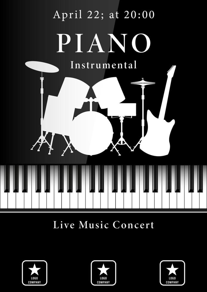 Music instrumental concert black poster vector