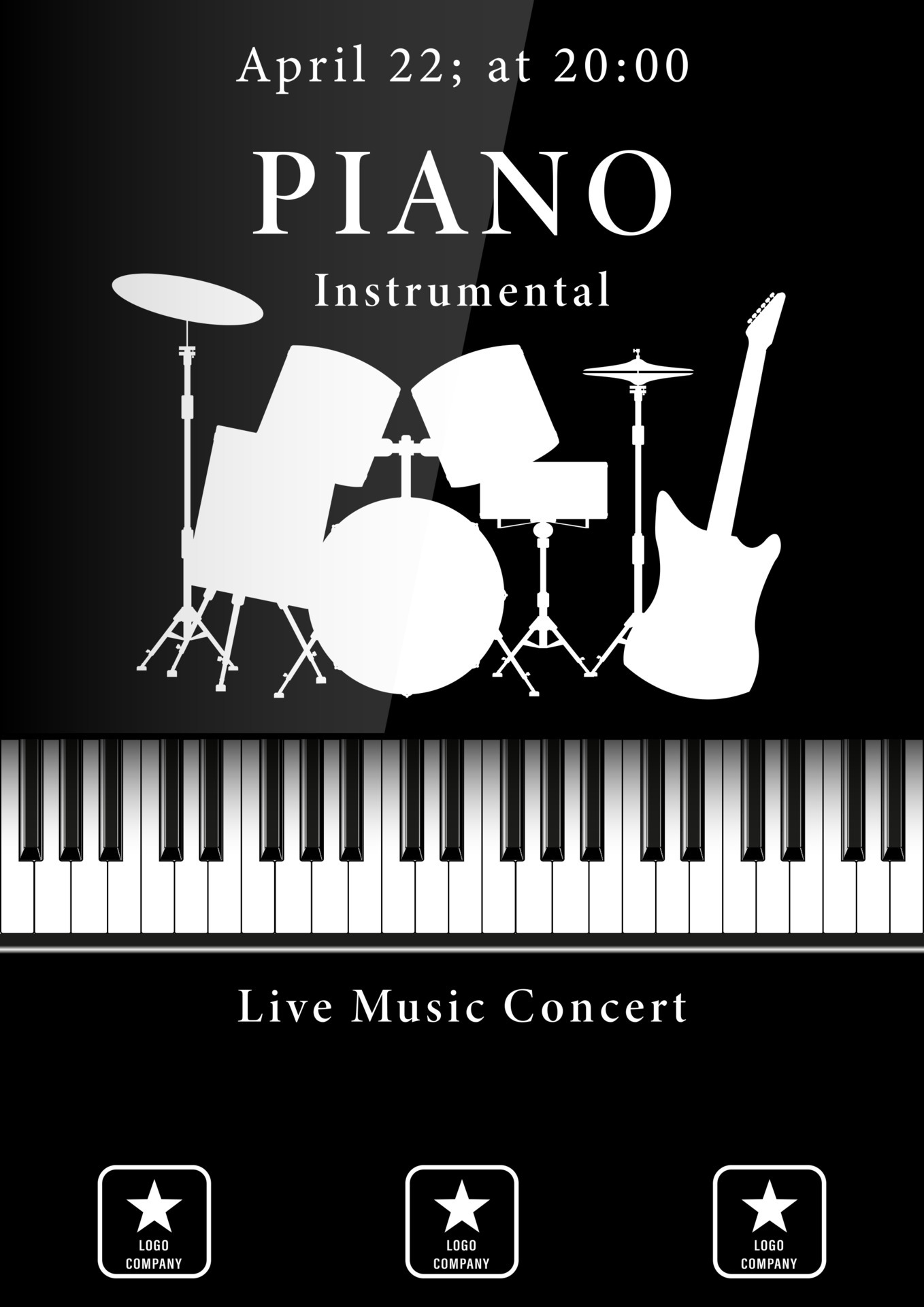 Music instrumental concert black poster 4607889 Vector Art at Vecteezy