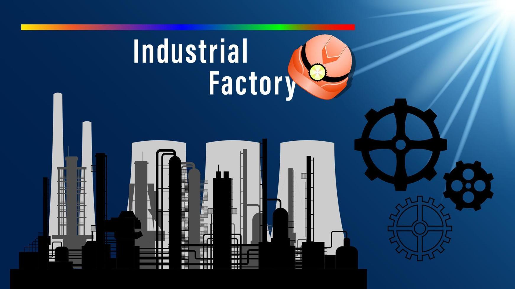 Industrial Factory silhouette blue background vector