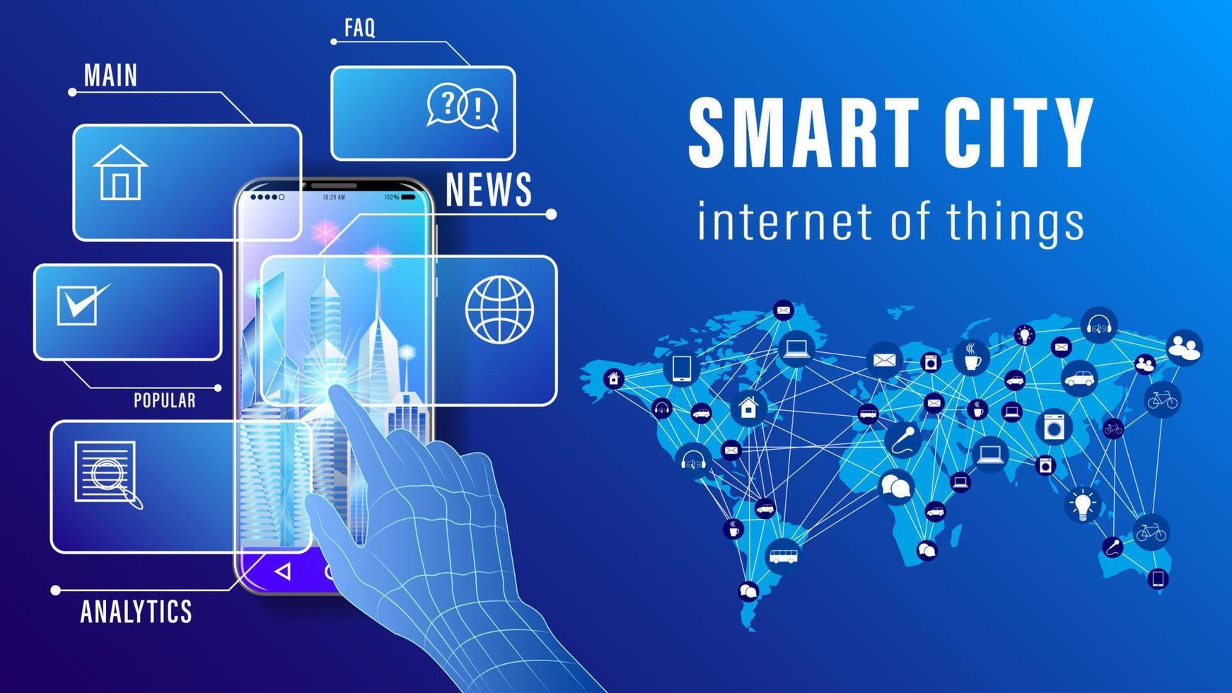 iot smart city fondo azul vector