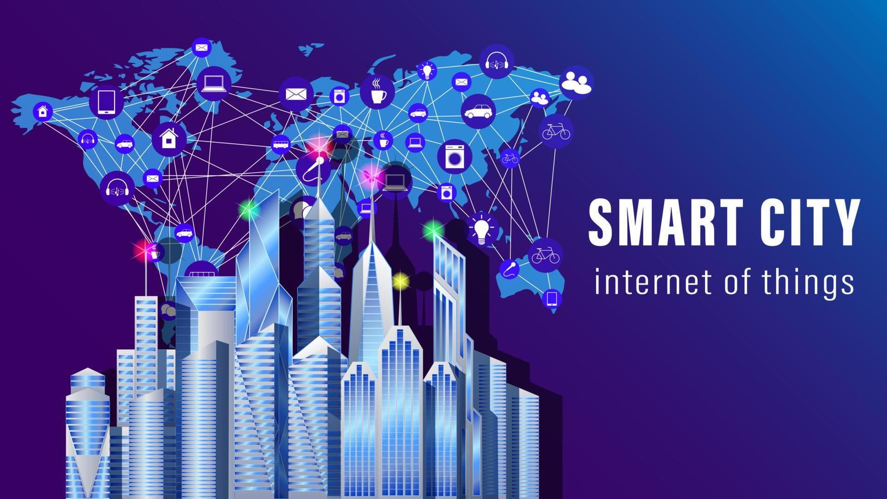 IoT Smart City gradient background vector