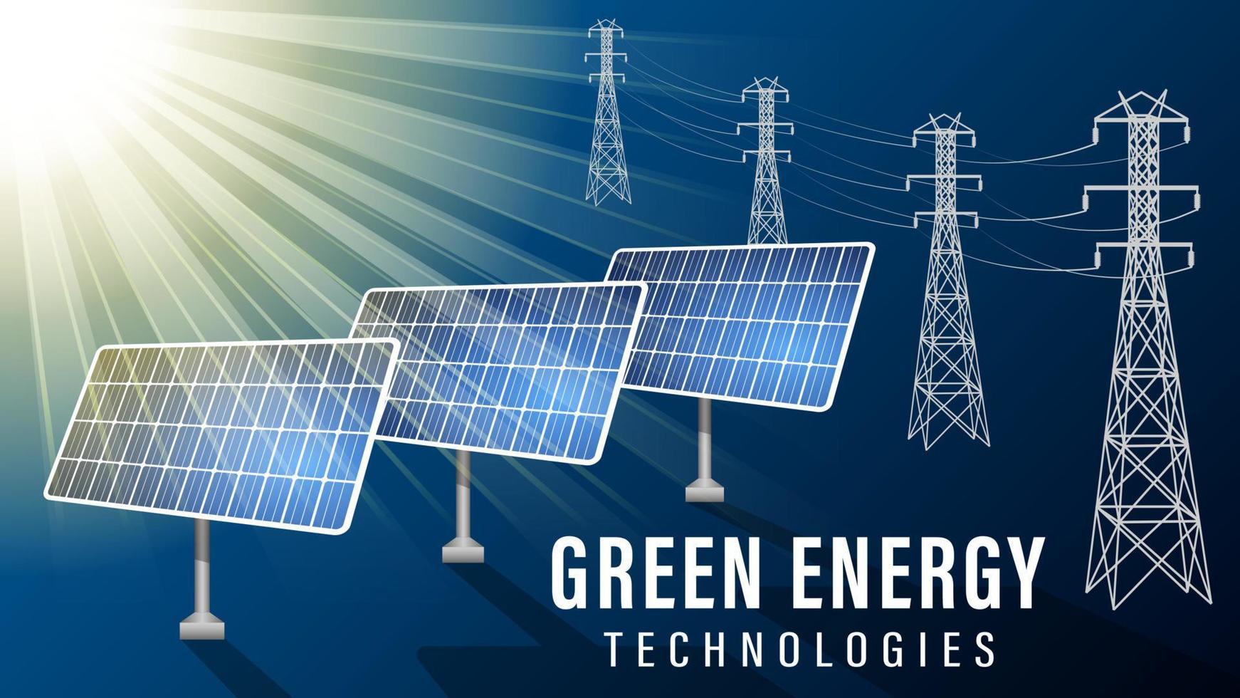 Green energy solar panel realistic background vector