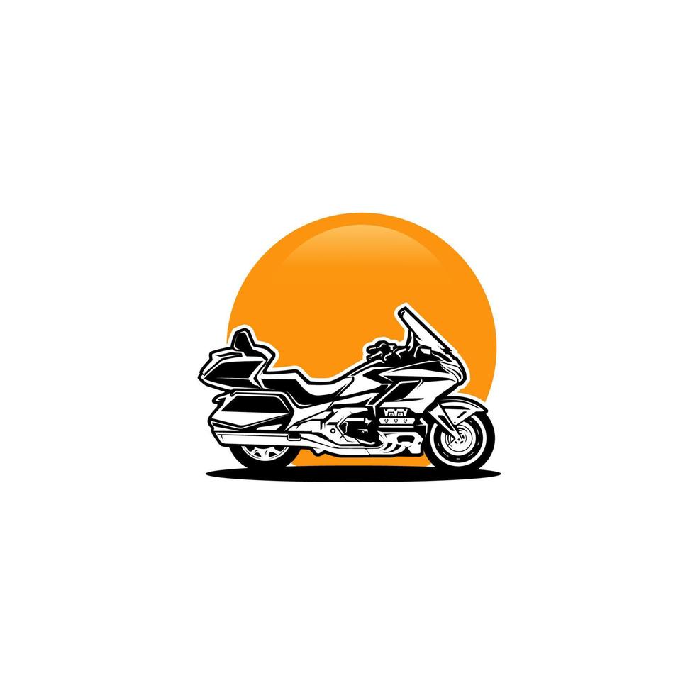 Ilustración de silueta de motocicleta, ideal para concesionarios, salas de exposición, comunidad de motores y logotipo de constructores de motores vector