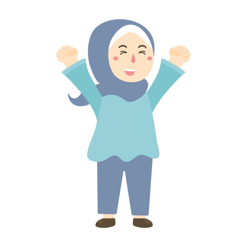 a hijab girl kid jumping vector