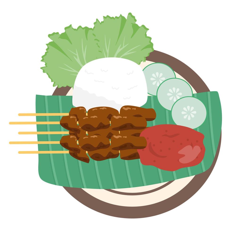 Ilustración de comida asiática satay sate vector