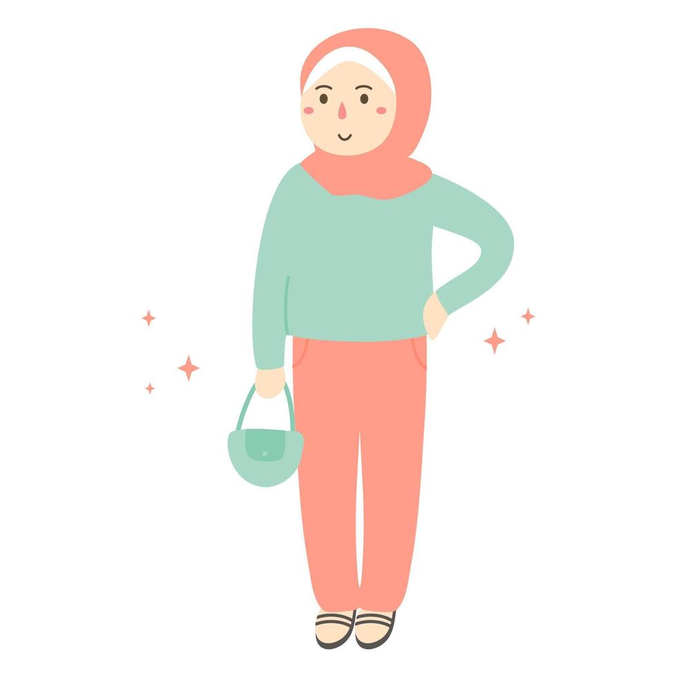 ilustración de niña musulmana hijab de moda vector