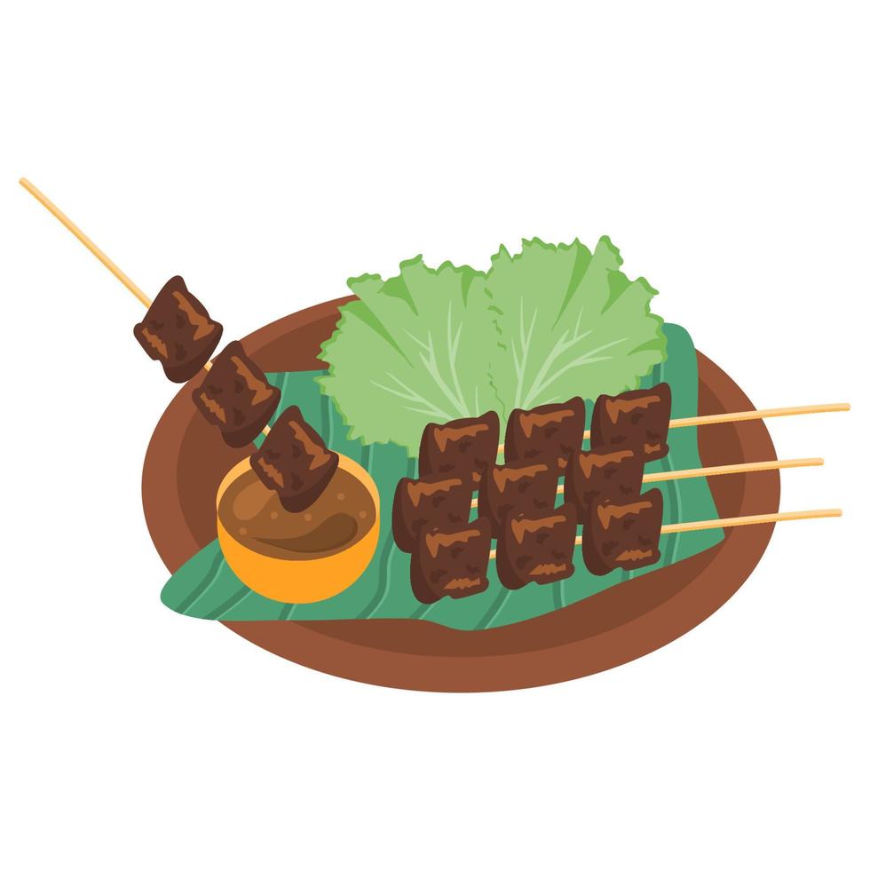 Beef satay sate daging indonesia food vector