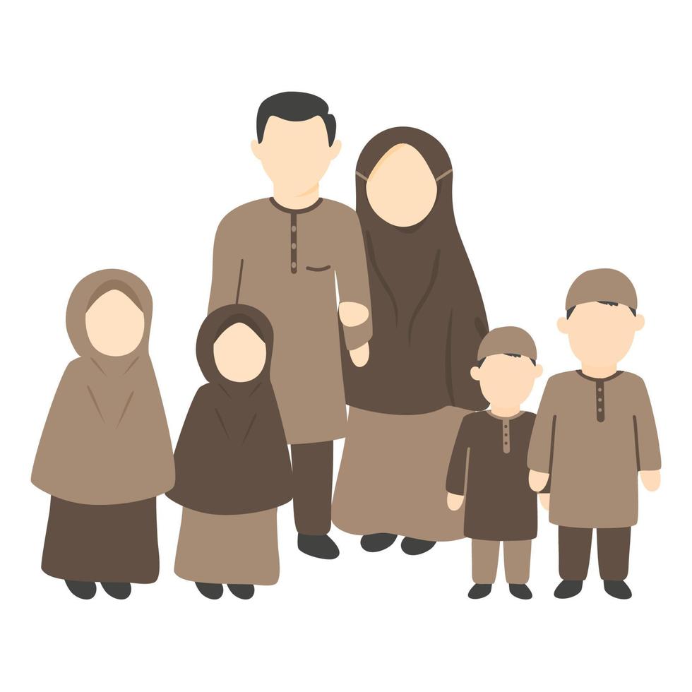 happy muslim family illustration vector